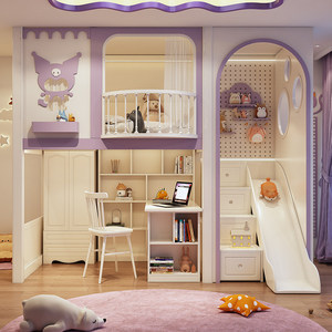 Letto <span class=keywords><strong>a</strong></span> <span class=keywords><strong>Soppalco</strong></span> in Legno Comodo con Scivolo e Scale con Vano Contenitore, Nuovo Design per Camere da Letto di Bambini, Scuole e Hotel - Product Image 5