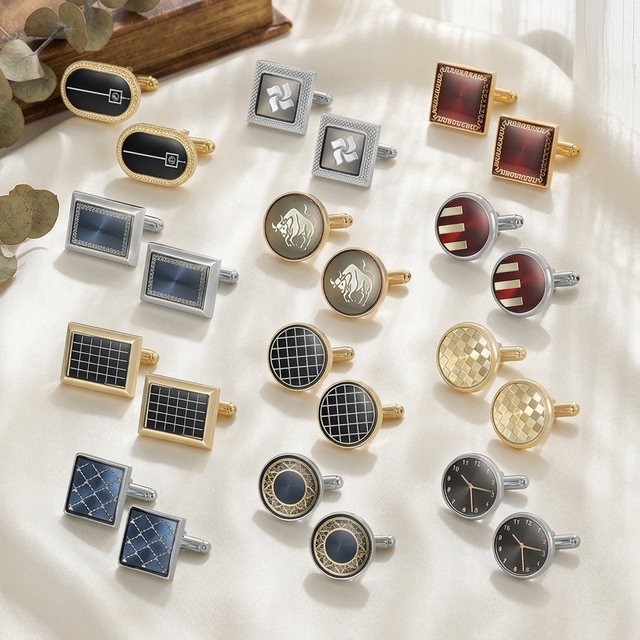 Daili Wholesale High Quality DIY Brass Cufflinks Gift Set Luxury Men's Full Set for Anniversary and Party Occasions