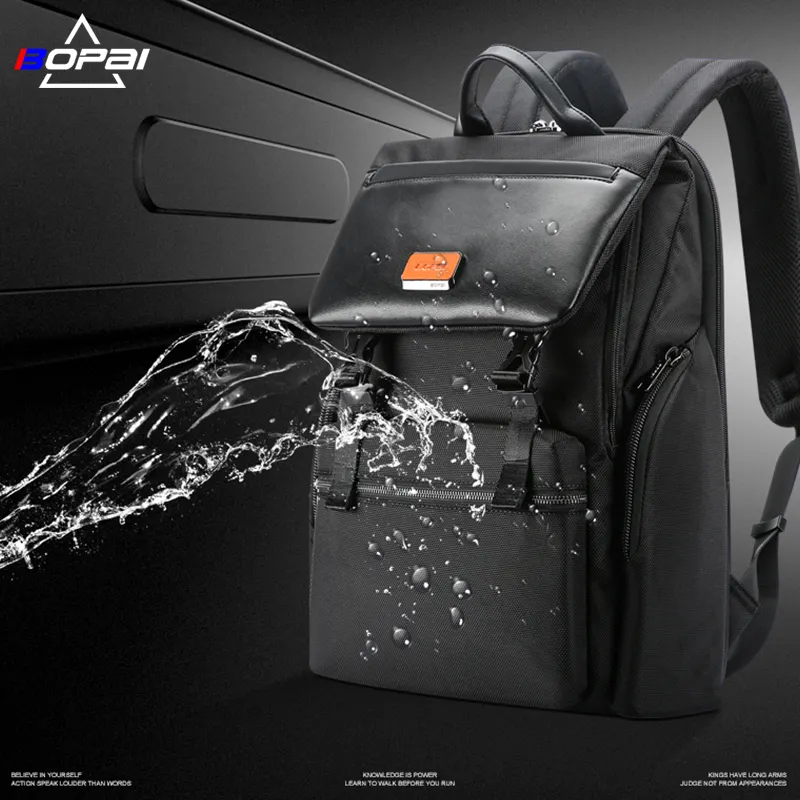 BOPAI tas punggung laptop untuk pria, tas punggung laptop usb kapasitas besar kasual cerdas bepergian 15.6 inci tahan air olahraga luar ruangan kustom