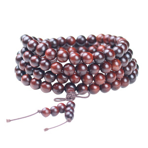 Bracelet en bois de santal et corne de rhinocéros, 8 mm, 108 perles, unisexe, perles de prière, bijoux pour cérémonie religieuse - Product Image 4