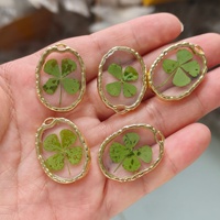 Kalung Bunga Mawar Bohemian Wanita, Liontin Daun Bunga Kering Resin Vintage