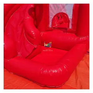 Mainan olahraga Kastil pantul dapat ditiup rumah pantul merah untuk bisnis penyewaan pesta dan permainan lembut