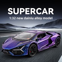 Modelo de Superauto Galaxy Glitter de Aleación Fundida a Presión a Escala 1/32 con Puertas de Tijera, Capó Abrible, Alerón Ajustable y Sonido y Luz