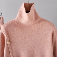 Hauts décontractés pour femmes les plus populaires, couleur unie, respirants, à manches longues, confortables, col montant, teinture artisanale, hiver