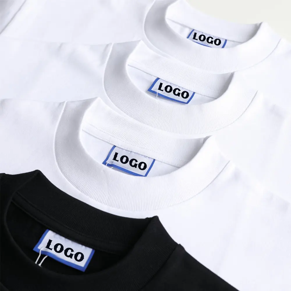 High Quality 100% Cotton Men's T-Shirt Plain Woven Fabric Factory Custom Printing Thick Tight Collar Streetwear Style