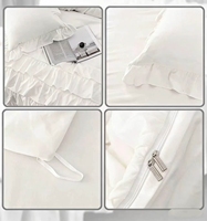 Ensemble de literie de luxe orné à volants, jupe de lit, couvre-lit, housse de couette en microfibre douce et moelleuse 300 fils, style vintage-élégant, 4 pièces, tailles Queen et King