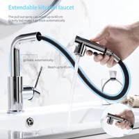 Robinet de cuisine moderne FEIDU en acier inoxydable à montage sur plan avec douchette extractible rotative à 360 degrés et cartouche céramique noire