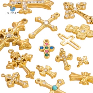 Summly Xu Hướng Bán Buôn Cao Cấp Cảm Giác Tốt DIY Chữ Thập Mặt Dây Chuyền 18K Mạ Vàng Thép Không Gỉ Phụ Kiện Thờ<span class=keywords><strong>i</strong></span> Trang Đồ Trang Sức - Product Image 1