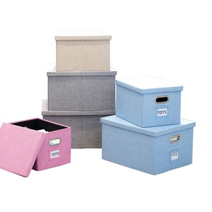 Skype Blue Household Fabric Foldable Toy Clothes Storage Box