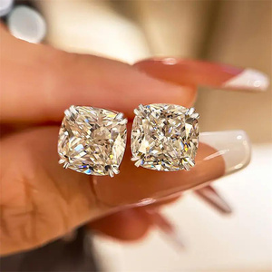 Pendiente de botón de morganita color D de 6 mm con cabeza de oro blanco minimalista, plata de ley S925 chapada en rodio, regalo - Product Image 3