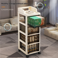 Chariot de rangement à 4 niveaux avec tiroirs amovibles, étagères de rangement, chariot organisateur, meuble de rangement en plastique avec roulettes