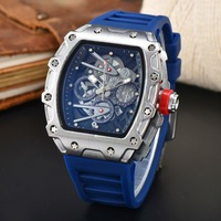 Montre de sport de luxe pour homme style Hip Hop - Grand cadran tonneau, mouvement à quartz, boîtier en alliage, bracelet en silicone