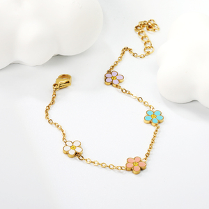 G4768 Wholesale Stainless Steel Flower <b>Charm</b> <b>Bracelet</b> Summer Colorful <b>Beaded</b> Freshwater Pearl <b>Bracelets</b> - Product Image 3