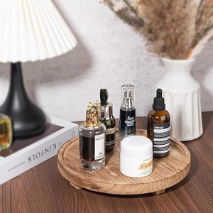 Wood Decorative Tray Round 25.4cm Bathroom Organization Plant Pattern <b>Floral</b> Storage <b>Box</b> Soap Dish Candle Holder - Product Image 2