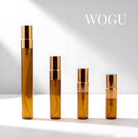 Botol Parfum WOGU Amber Atomizer 10ml 5ml 3ml 2ml Botol Semprot Aluminium Hitam Portabel Botol Parfum Semprot Kaca Tipis