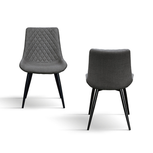Morgana Chair Set Of 4 <b>Grey</b> Tissue <b>Upholstery</b> Metal Legs Indoor Dining Chairs - Product Image 2