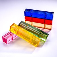 Brique de verre cristallin linéaire texturée effet glace, colorée et personnalisée, pour cloison décorative d'hôtel et de bar