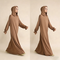Abaya musulmane portable, respirante, faite à la main, grande taille, coupe ajustée, en polyester, longueur cheville, manches longues, anti-plis, pour l'hiver et le Ramadan
