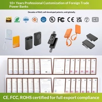 Batterie externe 10000mAh en PVC avec batterie lithium-polymère, câble intégré, charge rapide 22.5W, smartphones, fabrication sur mesure OEM