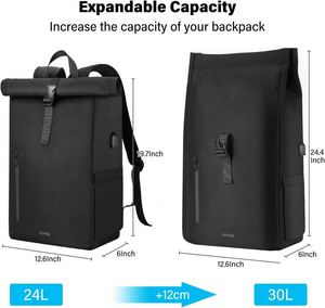 Échantillon gratuit : Sac à dos pliable à enroulement, sac de voyage, sac de sport imperméable pour ordinateur portable, convertible - Product Image 4