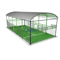 Système de terrain de padel couvert professionnel pour l'extérieur, structure de toit personnalisée, solution pour installations sportives commerciales, mur en verre trempé
