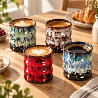 Tasse à café en céramique à glaçure réactive 160 ml, tasse à thé en grès faite à la main avec glaçure changeante au four, 8 couleurs, vente en gros, logo personnalisé