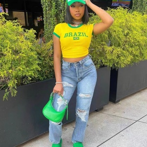 Camiseta corta de verano para mujer, estilo chaleco, ajustada, 100% algodón jersey, a la moda, con hombros descubiertos, de punto anti-bolitas - Product Image 5