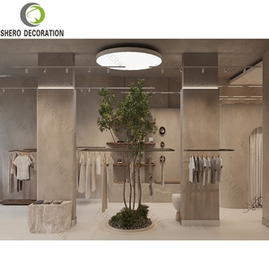 Cabine d'essayage moderne de luxe en métal pour boutique de vêtements, avec rideau, présentoirs contemporains de luxe pour vêtements - Product Image 1