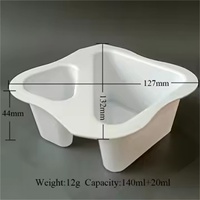 Gobelets à collation et sauce en plastique blanc, durables, à paroi simple, à double compartiment (140ml+20ml), avec opercule en aluminium, vente en gros