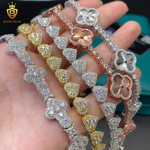 Хит продаж: браслеты с бриллиантами, браслеты с муассанитом в форме сердца и клевера, теннисные браслеты из серебра 925 пробы с муассанитом VVS для женщин, с сертификатом GRA - Product Image 3