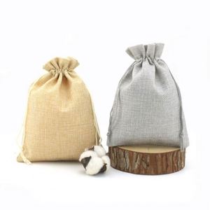 Custom Logo Printed Blank Linen <b>Drawstring</b> Bag Wholesale Promotion Gift Bag Storage <b>Pouch</b> - Product Image 4