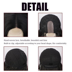 Peluca con malla frontal resistente al calor <span class=keywords><strong>KAMA</strong></span> para mujer, fibra sintética de raíz oscura, parte media rizada ondulada para uso diario en fiestas, estilo largo ondulado - Product Image 5
