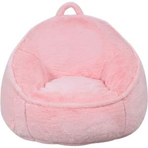 Fauteuil pouf pour filles, rose, rembourré de mousse déchiquetée, portable, en tissu velours, 3 ans+, coussin en peluche - Product Image 4