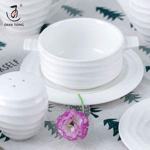 Vajilla de Cerámica Blanca para Bodas Europeas con Logotipo Personalizado, Apta para Lavavajillas, Juego de Platos y Tazones para Restaurante - Product Image 3