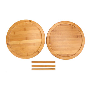 Bandeja giratoria redonda de bambú de doble capa para almacenamiento en la cocina, bandeja para condimentos. - Product Image 2