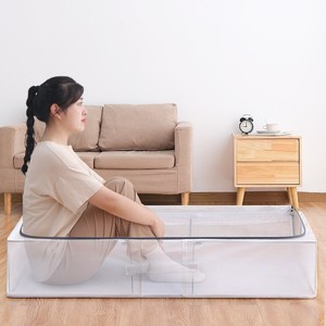 Under Bed Storage <b>Box</b> 80x47x15cm Transparent <b>Foldable</b> With Lid For Clothes And Quilts Moisture Proof Organizer - Product Image 2