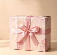 Boîte cadeau rigide à fermeture magnétique avec imprimé floral, imprimée en quatre couleurs, ruban en satin, nœud, emballage de luxe pour bonbons, chocolat, mariage