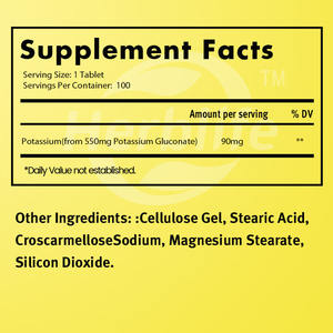 Vente chaude OEM - Personnalisable - Gluconate de potassium 550 mg, complément alimentaire pour le soutien de la santé cardiaque - Product Image 2