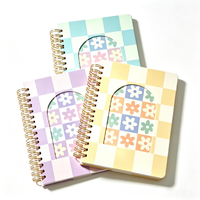 Carnet à spirale personnalisé en PU à motif floral avec fenêtre découpée, agenda-journal à fleurs, cadeau