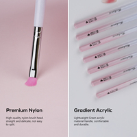 Manche acrylique dégradé rose vente en gros 7 pièces/ensemble de pinceaux à ongles ensemble de pinceaux de peinture ovale plat en nylon acrylique pour l'art des ongles