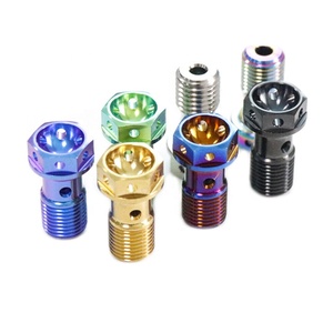Vendita Diretta dalla Fabbrica, <span class=keywords><strong>Bulloni</strong></span> Banjo in Titanio per Moto Marca RFX, M10 Gr5, <span class=keywords><strong>Testa</strong></span> <span class=keywords><strong>Esagonale</strong></span>, Filettatura UNF, Anodizzati Colorati, Misure Personalizzate OEM - Product Image 2