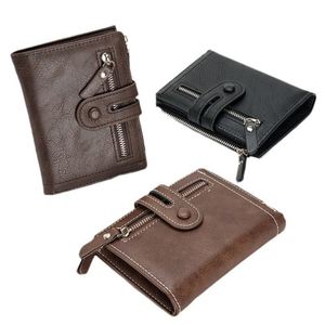 Portefeuille multifonctionnel pour homme avec fermeture éclair, style vintage moderne, porte-cartes en PU, porte-monnaie, porte-cartes ouvert, boucle de ceinture - Product Image 4