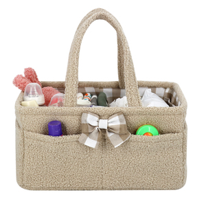<span class=keywords><strong>Sac</strong></span> de rangement multifonctionnel en polaire Teddy avec nœud papillon, imperméable et portable, pour couches de bébé, grand format, idéal pour les voyages - Product Image 4