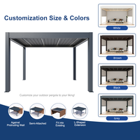 Pergola moderne en aluminium électrique avec lames orientables, écran de protection, couverture de toit de pergola avec éclairage
