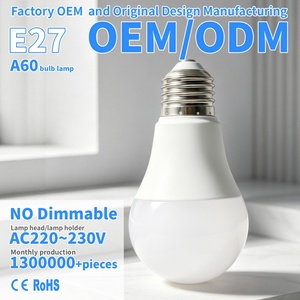 Bombilla LED A60 E27 AC220V Sin Función de Atenuación, Pantalla de PC + Copa de Aluminio Recubierta de Plástico, Índice de Reproducción Cromática Ra80 - Product Image 1