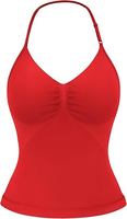 Tank Top Halter Seamless Wanita Custom OEM, Camisole Yoga dengan Bra Terintegrasi, Fit Reguler, Stretchable, Bernapas, Ringan, Cepat Kering
