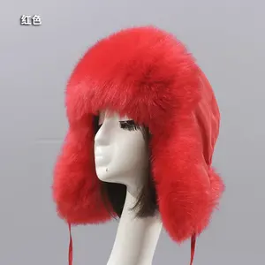 2024, proveedor de China, nueva marca de moda, gorro cálido, gorro de piel sintética con orejeras, gorros trampero, invierno, nuevo estilo, gorros de felpa esponjosos para damas