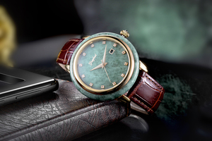 Reloj Mecánico Automático de Lujo con Bisel de Diamantes, Reloj de Jade Vintage para Hombre, Joyería de Cuero - Product Image 3