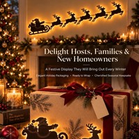 LED-beleuchteter Weihnachtsschmuck aus Holz, Weihnachtsmann-Schlitten, Christbaumschmuck, Weihnachtsgeschenk, Fensterdekoration
