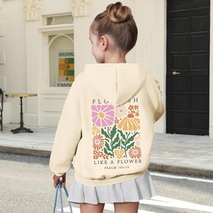 เสื้อฮู้ดเด็กผู้หญิง FOXA ลายดอกไม้ ผ้าฝ้าย ระบายอากาศได้ดี ลายกราฟิกทางศาสนา สำหรับเด็ก พร้อมข้อความจากพระคัมภีร์ - Product Image 3